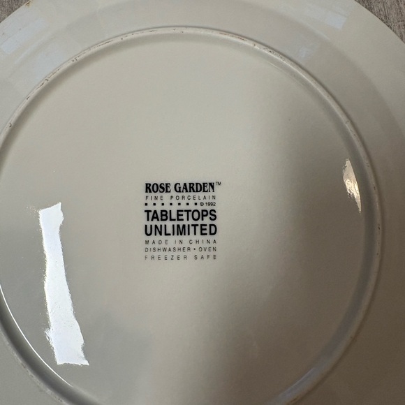 Tabletops Unlimited  Porcelain 10.5 inch Dinner Plates w/ Rose Garden Pattern - Picture 3 of 4